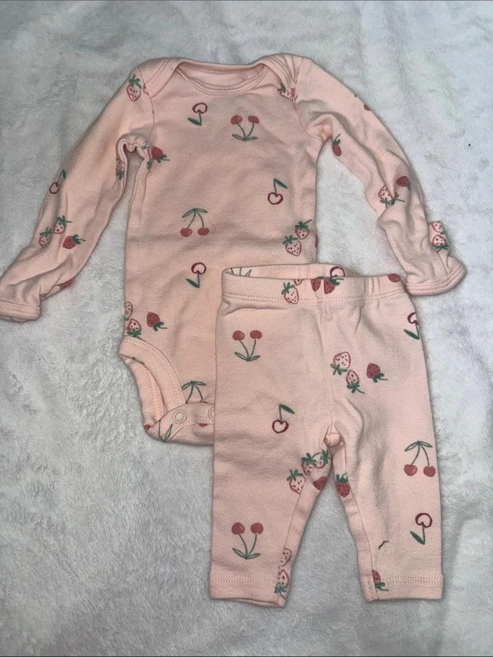 Newborn Pink Cherry & Strawberry One-Piece Set